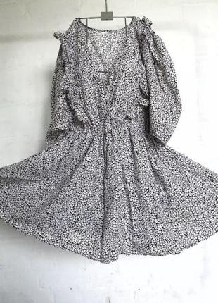 Сукня натуральна бавовняна принт оборки пишна спіжниця бохо3 фото
