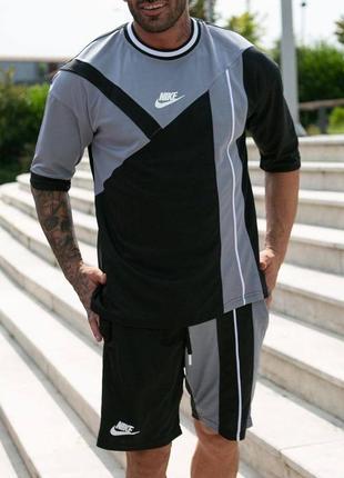 Чоловічий спортивний комплект nike у чорно-сірому  кольорі,стильний костюм на кожен день