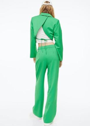 Брюки брюки брюки h&amp;m с защелками зеленые свободные широкие прямые палаццо3 фото
