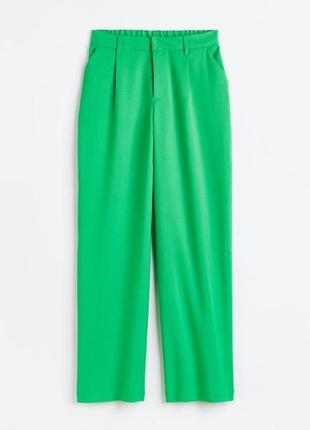 Брюки брюки брюки h&amp;m с защелками зеленые свободные широкие прямые палаццо4 фото