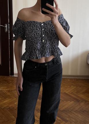 Трендовая блуза винтажная летняя блузка топ