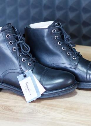Чёрные кожаные ботинки pepe jeans tom-cut med boot - 42 размер2 фото