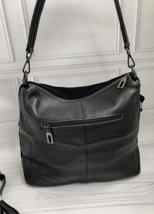 Женская кожаная сумка в комбинации с натуральной замшей3 фото