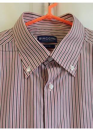 Сорочка чоловіча в смужку з коротким рукавом, невеликий розмір, б/у в дуже гарному стані