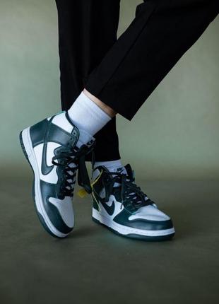 Женские кроссовки nike dunk high green white скидка sale / smb3 фото