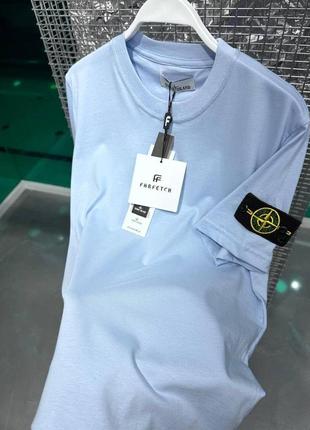 Футболка стон айленд голубая / футболки stone island с патчем