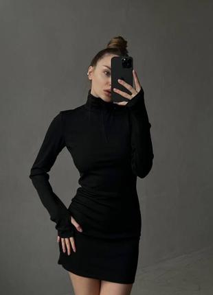 Платье/платье черная/платье мокко/платье с воротничком/платье женское/платье короткая1 фото