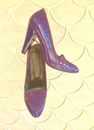 Туфли сиренево фиолетовые, натуральная кожа, размер 372 фото