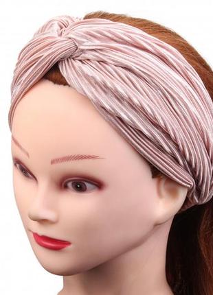 Повязка для волос женская бело-розовая