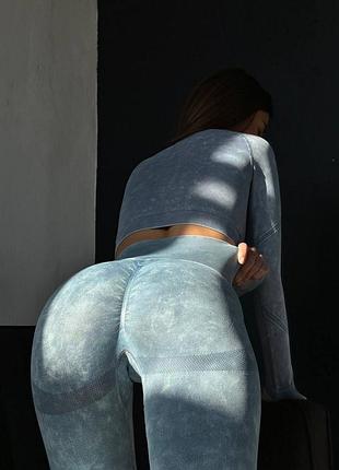 Ефектні фітнес костюми! лосіни пуш ап з ефектом варки