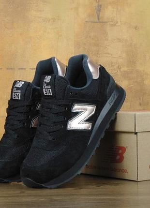 Женские кроссовки new balance 574 black gold.1 фото