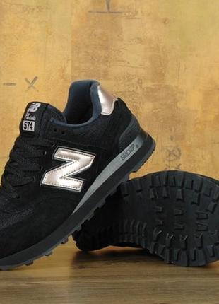 Женские кроссовки new balance 574 black gold.4 фото