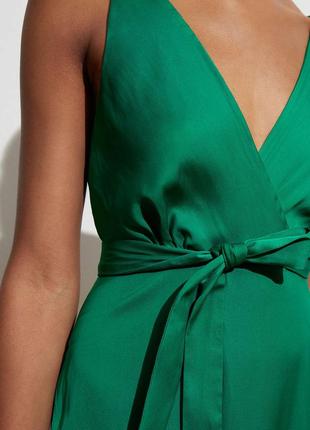 Сатинова зелена сукня oysho, zara xs3 фото