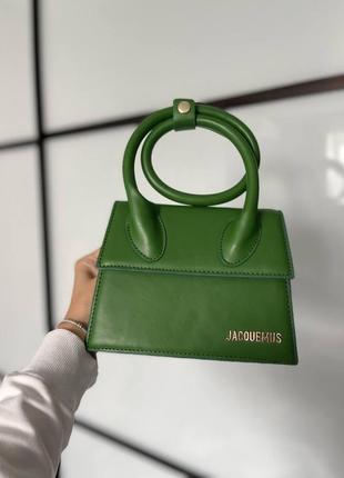 Женская сумка жакмюс зеленая jacquemus le chiquito green искуственная кожа