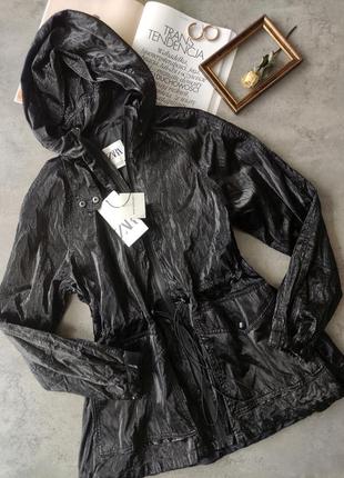 Новая черная ветровка куртка от zara, оригинал, курточка, (бирка!)2 фото