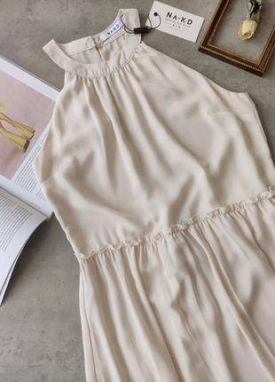 Розпродаж! ніжна шифонова сукня максі від na-kd нове бежеву сукню в підлогу (бирка)6 фото