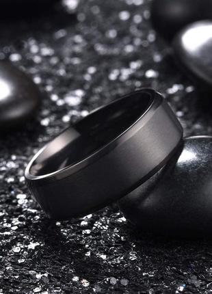 Черное гладкое кольцо нержавеющая сталь рок готика панк метал1 фото
