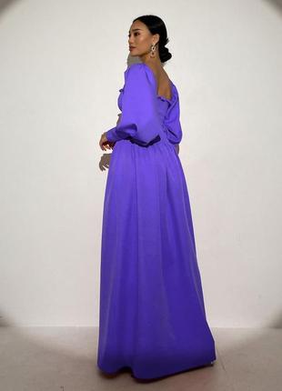 Платье длинное макси фиолетовое лиловое с пышными рукавами2 фото