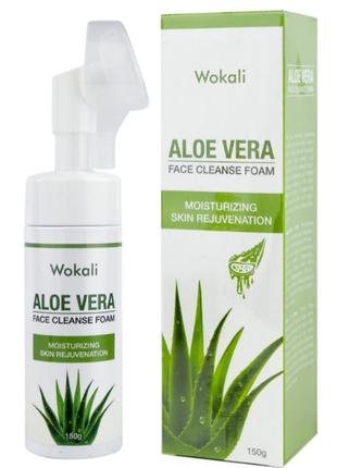 Пенка-мусс для умывания wokali aloe vera face cleanse foam с экстрактом алоэ вера