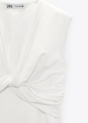 Елегантна сукня міні біла з підплечниками нарядна zara оригінал4 фото