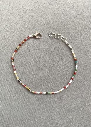 Цветной браслет из бисера разноцветный японского на руку украшение бижутерия