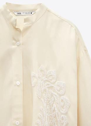 Блуза блузка zara с вышивкой из бисера4 фото