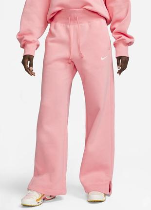 Женские брюки с высокой талией nike sportswear phoenix fleece women's high-waisted wide-leg tracksuit