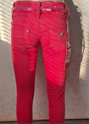 Жіночі джинси, червоні джинси, скіні, яскраві джинси, червоні брюки, котонові джинси4 фото