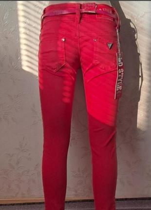 Жіночі джинси, червоні джинси, скіні, яскраві джинси, червоні брюки, котонові джинси5 фото