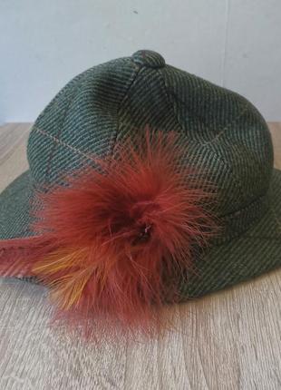 Твідова шляпа з пером для полювання3 фото