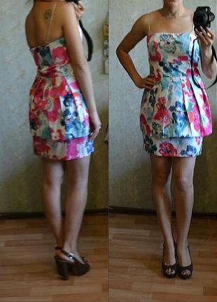 Очень красивое яркое летнее платье-бюстье в цветочный принт new look1 фото