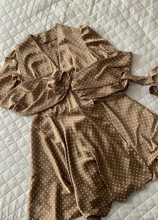 Сукня в горошок капучино