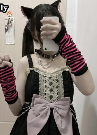 Чокер із ланцюгами та сердечком анімесплей лоліта