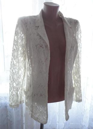 Белый пиджак гипюр dorothy perkins (рук. 58 плечи 34, ог 90)