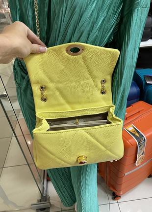 Сумка лимонная кожаная яркая сумка женская желтая сумка кроссбоди9 фото