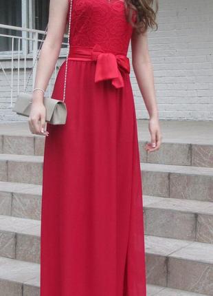 Вечернее длинное красное платье1 фото