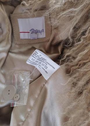 Шикарная кожаная куртка с воротником из шерсти ламы8 фото