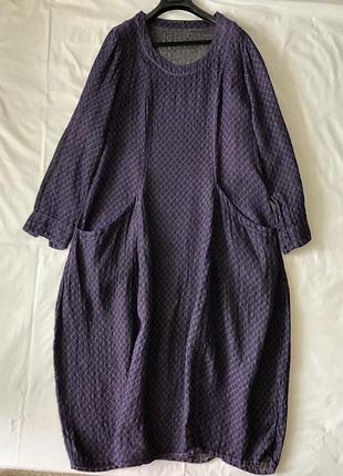 Платье лен. бохо. большой размер.
