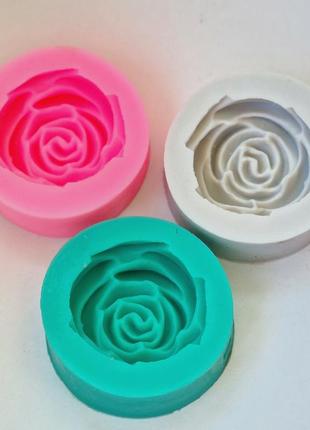 Силіконова форма 3d кругла троянда квітка для мастики марципана миловаріння виготовлення свічок4 фото