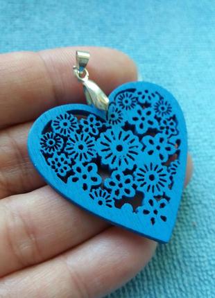 Подвеска из дерева ажурное сердце