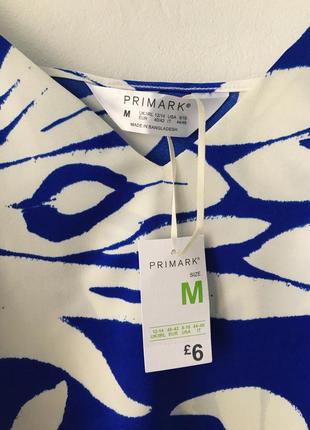 Новый шелковый топ на тонких бретельках primark синий белый сатиновый топ бело-синяя шелковая майка4 фото