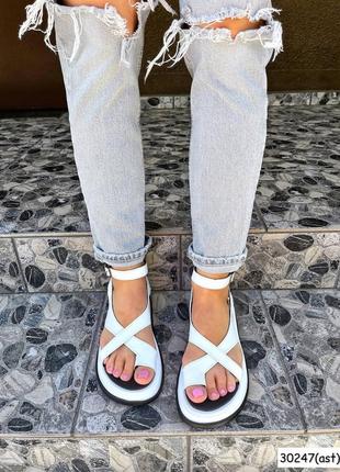 Жіночі білі сандалі натуральна шкіра6 фото