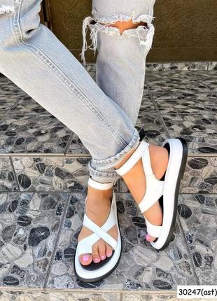 Жіночі білі сандалі натуральна шкіра5 фото