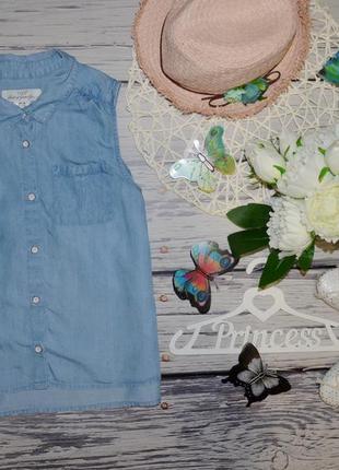 12 - 13 лет 158 см h&m фирменная женская джинсовая летняя блуза рубашка безрукавка2 фото