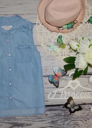 12 - 13 лет 158 см h&m фирменная женская джинсовая летняя блуза рубашка безрукавка3 фото
