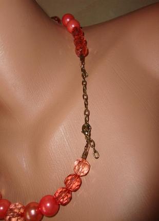 Ожерелье больших бусин кораллового цвета5 фото