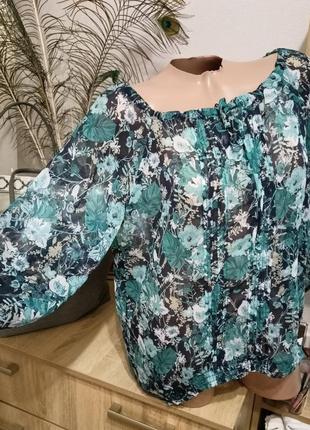 Летняя облегченная блуза бохо в цветы2 фото