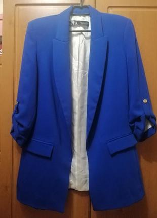 Синий пиджак блайзер от zara xs-s