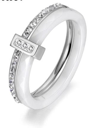 Женское керамическое кольцо с камнями из циркония размер 16, 17, 18, 194 фото