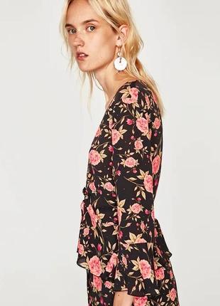 Блуза принт цветы zara новая блузка zara